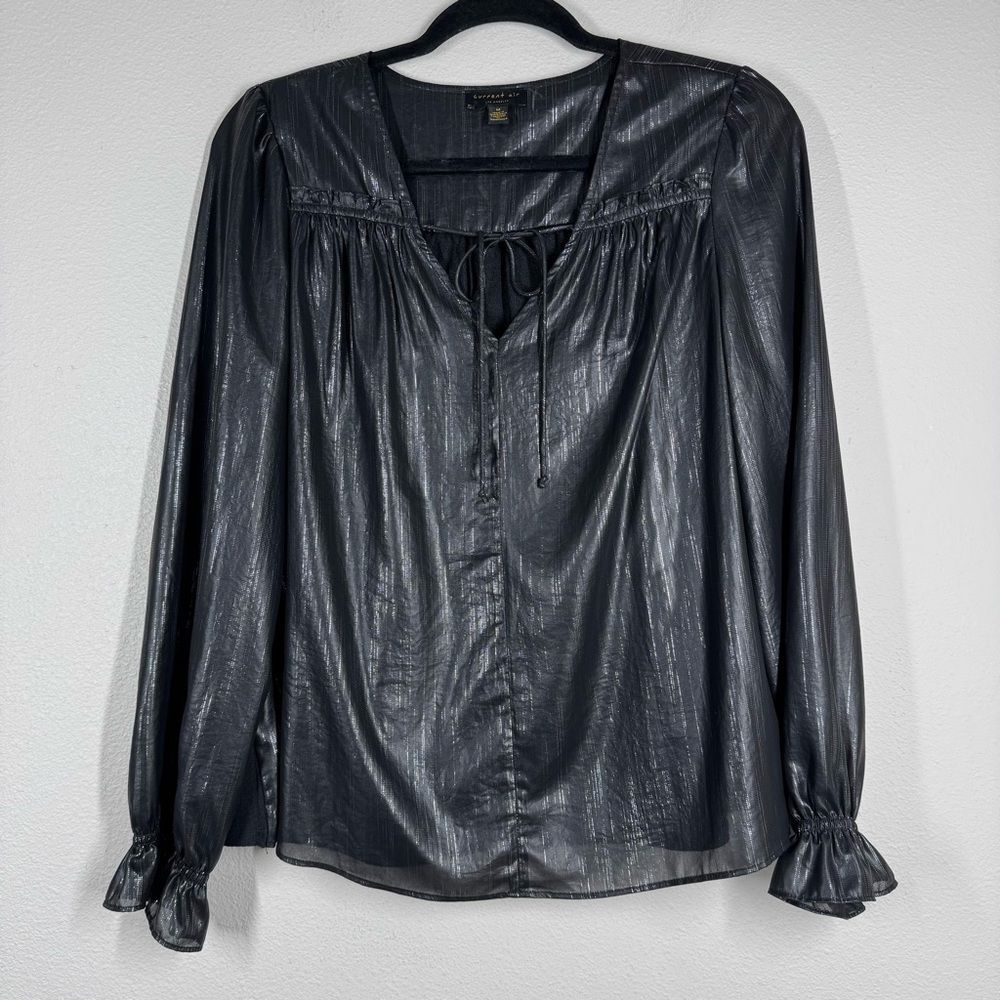 Anthropologie Current Air Metallic Shimmer Bristol Long Sleeve Blouse Medium